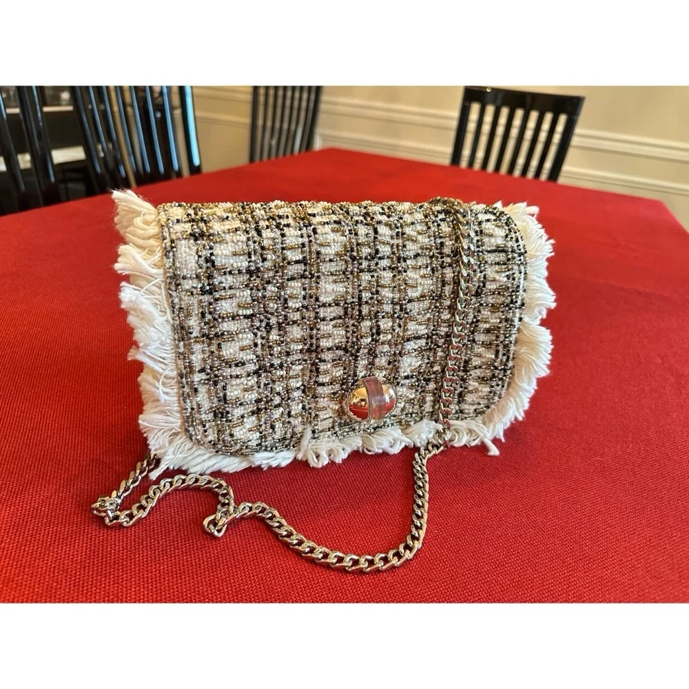 Zara Tweed Fringe Shoulder Bag, NWT - Picture 5 of 12